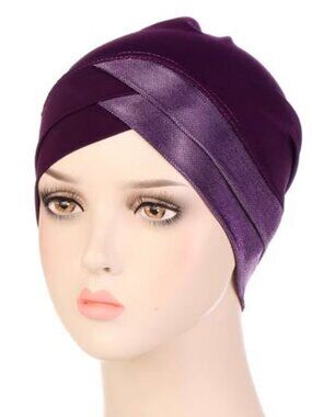 Hollywood Style Instant Turban Cap Purple